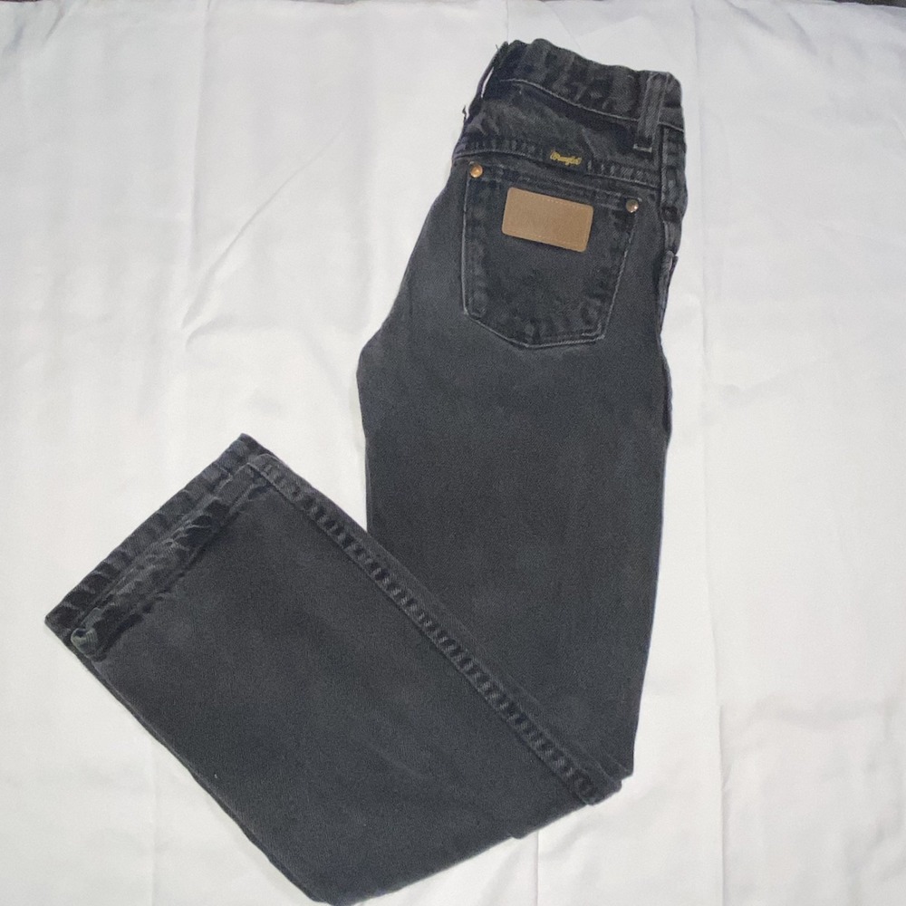 Wrangler Jeans KIDS Boys 11 Slim Black Straight Leg Western Denim 2000s - Picture 1 of 8